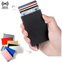 Rfid Smart Wallet Card Holder Metal Thin Slim Men Women Wallets Pop Up Minimalist Wallet Small Black Purse Vallet Walets for Men