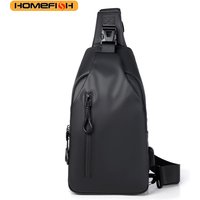 HOMEFISH Men's Large Capacity Usb Charging Multifunctional Chest Bag Fashion Simple Commuter Lightweight Shoulder Crossbody Bag
