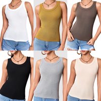 1/3 Pcs Ladies Solid Suspender Vest Sexy Round Neck Sleeveless T-shirt Comfortable And Fashionable Women And Teenagers Vest