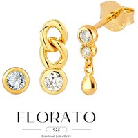 925 Sterling Silver Ear Needles Water Drop Round Zircon Stud Earrings For Women Mini Crystal Minimalist Earrings Fashion Jewelry
