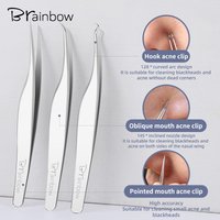 Brainbow Ingrown Hair Tweezers Cleaning Needle Nose Pointed Tips Tweezers For Splinters Blackhead Removal Acne Clip Extractor