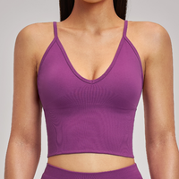 Women V Neck Seamless Yoga Vest Sexy Gym Workout Bra Beautiful Back Sports Underwear Female Shockproof Fitness Sports Yoga Vest