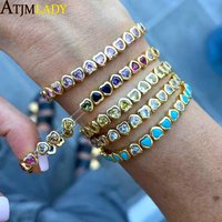 Gold Color Love Bangle For Women Love Shaped Bracelets Zircon Stretchy Stretch Tennis Chain Bracelet Fashion Adjust Jewelry
