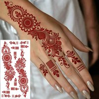 1pc Brown Henna Tattoo Sticker for Hand Waterproof Flower Temporary Tattoo For Hand Fingers Festival Wedding Party Body Art