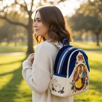New Loungefly Disney Beauty and The Beast Ballroom Velvet Snap Mini Backpack Wallet