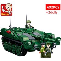 Char de combat principal militaire, modèle en plastique, briques, arme de l'armée, blocs de construction créatifs de la Force terrestre, figurines avec autocollants