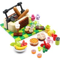Friends Picnic Baskets Mat Mini Food Drink Building Blocks Pizza Friut Bread Ice Cream Cookies MOC City Assemble Parts Brick Toy