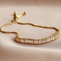 Adjustable Fashion Elegant Rectangle New Crystal Bracelet for Women White Gold Color Bangle Party Jewelry