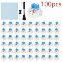 90 Pcs Blue Clicky Keyboard 3PIN Switches For DIY 3D Printer Keyboard Switch Set Includes Keycap Puller Cleaning Brush & Cloth