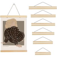 7colors 21-50cm Magnetic Wooden Picture Hanger Frames Poster Photos Wall Art Canvas Print Teak Pine Wood Living Room Home Decor