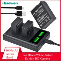 AHDBT-301 302 Battery+LED USB Charger for GoPro Hero3+Go Pro hero 3 hero 3 Black Edition White Silver Edition HD Cameras 1600mAh
