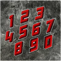 0123456789 Red Number Car Motorcycle Stickers for Motorbike Fuel Tank Fairing Waterproof Vinyl Decals Racing Helmet Decoration