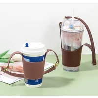 Portable Cup Holder With Leather Handle Anti-scalding Reusable Mug Sleeves For Everyday Use