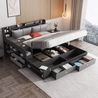 Ergonomic Villa Double Bed Designer Glamorous Modern King Size Bed Frame Storage Safe Sleep Desk Camas De Casal Hotel Furniture
