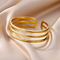 Bracelets en acier inoxydable à trois couches pour femmes, rétro, couleur or, manchette, bijoux esthétiques, cadeaux