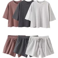 HH Summer Women Vintage Solid Shorts Suit O Neck Short Sleeve T-shirt Drawstring Shorts Loose Casual 2024 Woman Sport Sets