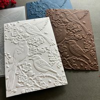 3D embossed plastic folders with a Goldfinch and Plum Blossom pattern background design, suitable for DIY paper-cutting books, c