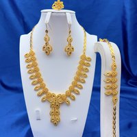 ANIID African 24K Gold Color Long Jewelry Sets Wedding Dubai Necklace Earrings For Women Nigerian Indian Bridal Set Party Gifts