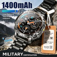 New Outdoor Military Garde 1400mAh Battery Smart Watch 10ATM Waterproof Swim Red White Flashlight Call GPS Track Smartwatch Men