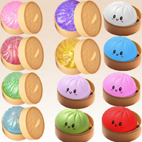 Hot Shinny Glitter Dumpling Glitter Crystal Steamer Bun Squishy with Box Dumplings Squeeze Toy for Stress Relief