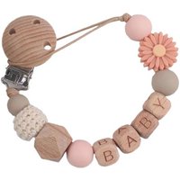 Handmade Free Personalized Name Silicone Wood Pacifier Clips Safe Teething Chain Baby Teether Eco-friendly Dummy Clips Holder