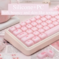 Pink Soft Silicone Keycaps Cute 115 Keys Cherry Profile Key Caps Skin-Friendly Customize Magnetic Mechanical Keyboard Ajazz Ak82