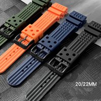 20mm 22mm Waffle Rubber Strap for Seiko for Citizen Sport Diving Waterproof TPU Men Universal Replace Watch Band Bracelet