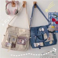 Large Capacity Canvas Bag Female Japanese Students Class Shoulder Bag Ins Versatile Campus Messenger Bag