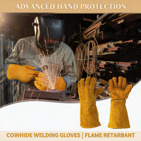 Durable Cowhide Split Leather Welding Gloves Heat Resistant Forge Welding Rigger Gloves Warehouse Animal Handling Yardwork