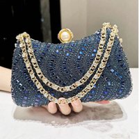 Retro Premium Rhinestone Rhinestone Diamond Inlay Bag Diamond Inlay Gold Silver Blue Evening Bag Sparkling Wedding Party Bag