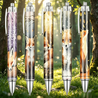 5PCS Retractable Ballpoint Pens with Forest Fox Design, Office Supplies & Unique Gifts, Random Styles