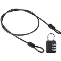 Security Steel Cable with 3 Digit Combination Lock 1 Set Travel Padlock 1m Coated Safety Wire Rope Double Loop for Luggage US213