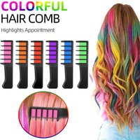 6 Colors Hair Dye Marker Washable Hair Chalk Comb Highlight Stripe Color Temporary Mini Disposable Hair Color Dye Hair Styling