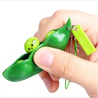 Stress relieving pea pod keychain, squeezing edamame pendant