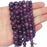 Natural Amethyst Stone Beads 6/8/10mm Round Shape Crystal Loose Spacer Beads For Jewelry Making Diy Bracelet Necklace 15inch