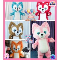 Inflatable Colorful Fox Bear Mascot Adult Furry Suit for Entertainment Stage Wear Full Body Animal Cosplay Dress No Battery