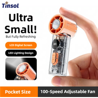 TINSOL Transparent Mini Handheld Fan, with LED Lighting, 100 Speed Settings, USB Rechargeable Portable High-Speed Electric Fan