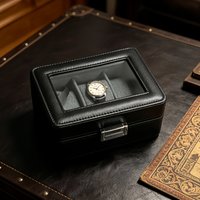 Luxury 3 Slot Leather Watch Box with Lock, 2Pcs Premium Watch Display Organizer + Bracelet Jewelry Box Set for Men