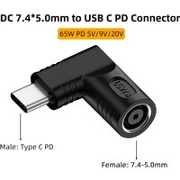 DC 7.4X5.0mm for Hp Dell Laptop Charger to 65W USB Type C PD Power Adapter Converter for MacBook Huawei Hp Lenovo Xiaomi Samsung