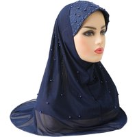 H078 Modischer muslimischer Hijab für Mädchen, weicher Netzstoff, zweilagiger Schal, islamische Kopfbedeckung, Amira, zum Überziehen, schöner Kopfschmuck, Schal für 10-jährige Mädchen