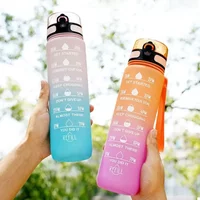 900ML/1000ML Gradient Sports Water Bottle with Time Scale BPA Free Straw Mug Portable Fitness Cup for Kids Outdoor Use