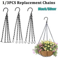 4 Strand Hanging Chain Replacement Plant Hangers Hanging Basket Black/Silver Flower Pot Hooks