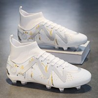 Adult Professional FG/TF Soccer Shoes Non-Slip Long Spike Football Boots Young Kids High Ankle Cleats Grass Soccer Sneakers