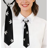 Fashionable Lady Solid Color Sparkly with Rhinestones Versatile New Tie