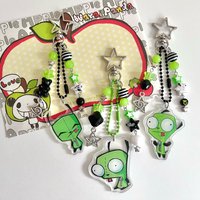 gir keychain, invader zim fan gift, nostalgic nickelodeon keyring, cartoon charm, y2k aesthetic, emo accessory, unique gift