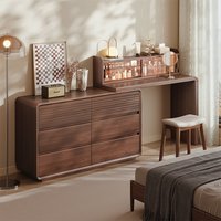 Solid wood dresser, chest of drawers, integrated bedroom dressing table, vintage bed end storage cabinet