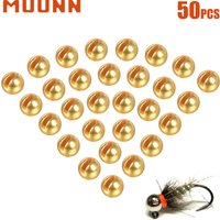 MUUNN 50PCS 1.5~3.5mm Fly Fishing Slotted Beads 5 Colors BassTrout Fishing Tungsten Jigs Hooks Fresh Fish Lure Tackel