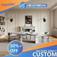 Any Size Custom Vintage Style Oval Luxury Stone Dining Table Dynamic Floating Interlaced Veins Fine Artistic Home Stone Table