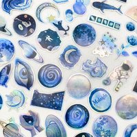 50pcs Laser Blue Sky Transparent PET Stickers Decals For Phone Laptop Scrapbook Guitar DIY Aesthetic Stickers Creative Gifts