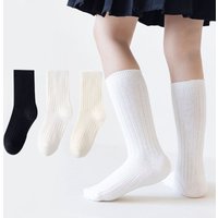 Warme Neue Schule Stil Student Socken Schwarz Und Weiß Kinder Socken Doppel Nadel Einfarbig Kinder Socken Für Jungen Und Mädchen
